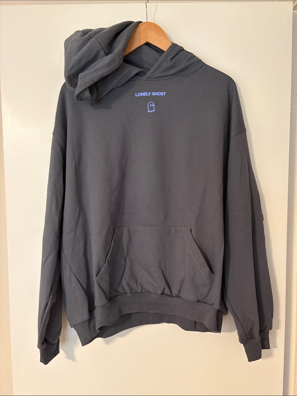 LONELY GHOST Hoodie in Charcoal M